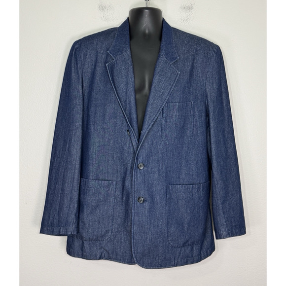 J. Peterman Denim Twill Jacket Cotton Blazer Chore Coat Normcore Preppy, 42